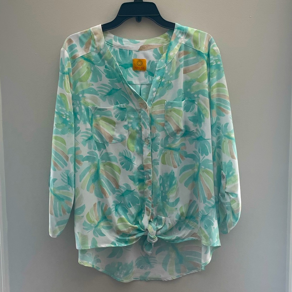 Ruby Red Rd. Blouse with quarter sleeves.